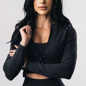 Alphalete seamless zip jacket in sea pebble